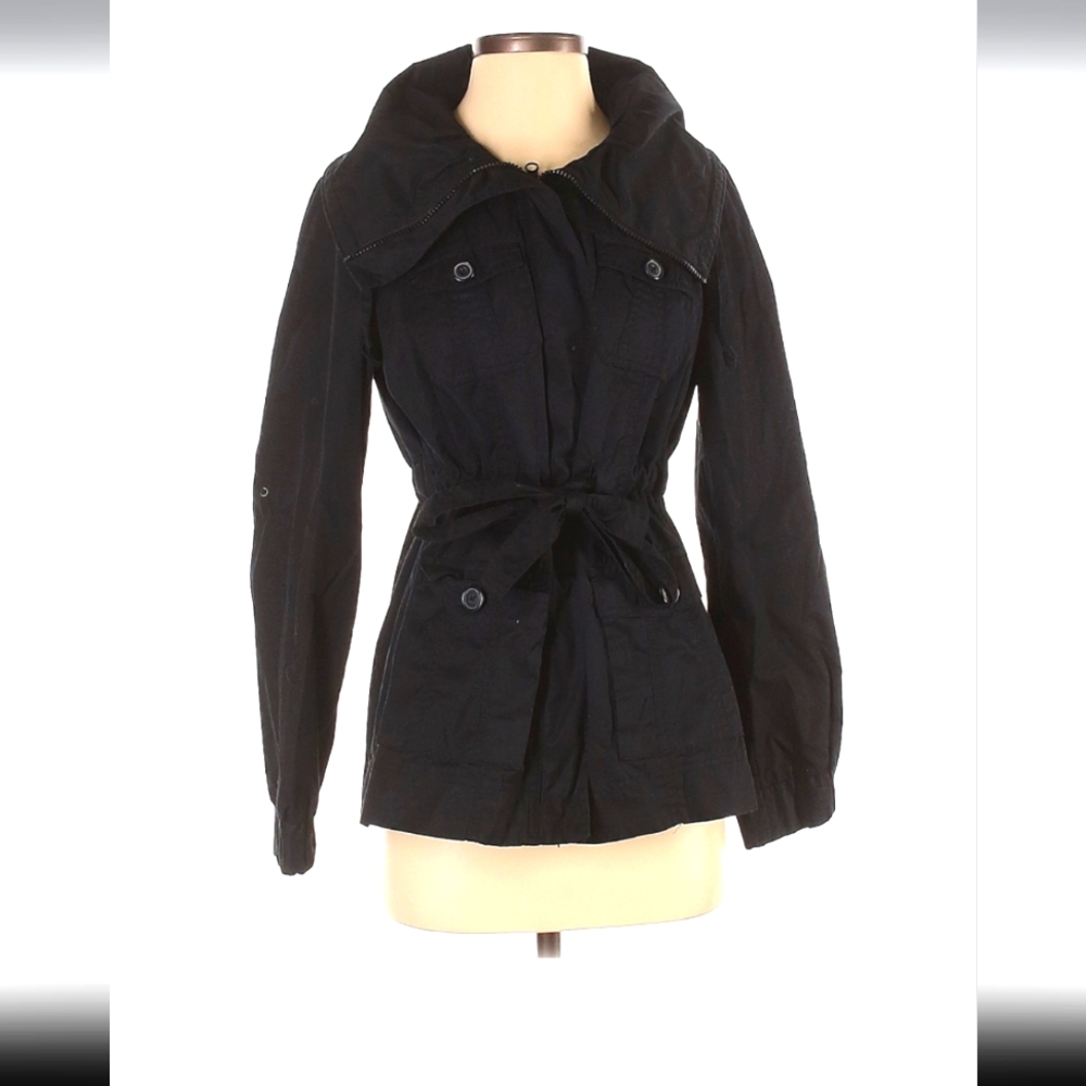 Old Navy Black Utility Jacket with Tie Waist Front - Small